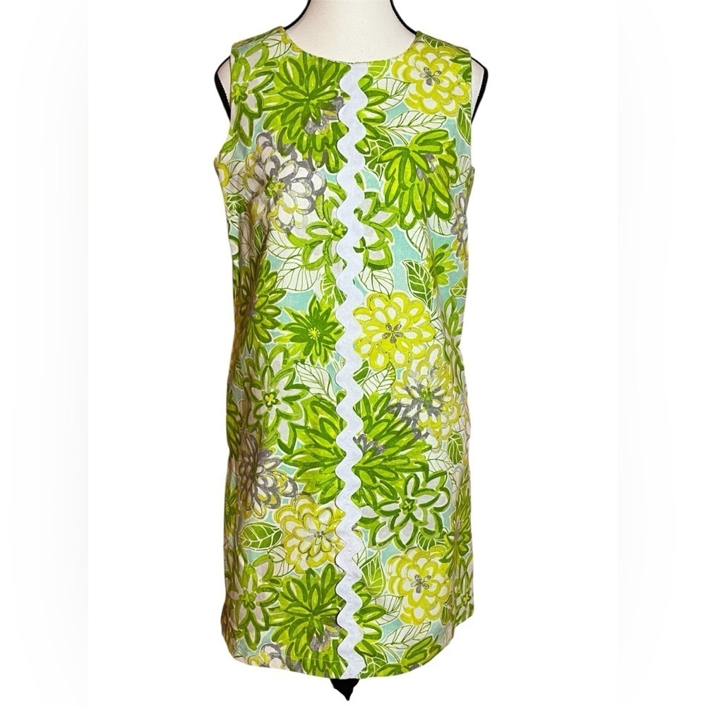 Love, Lilly Green Floral Shift Dress Sleeveless Retro Vintage 60s Womens Size 4